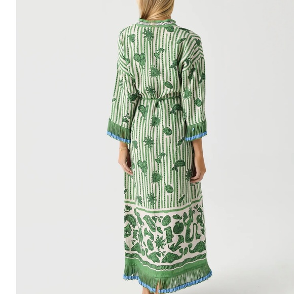 NWT ALEMAIS Lula Beaded Fringe-Trim Shirtdress Size 8 - Picture 5 of 14